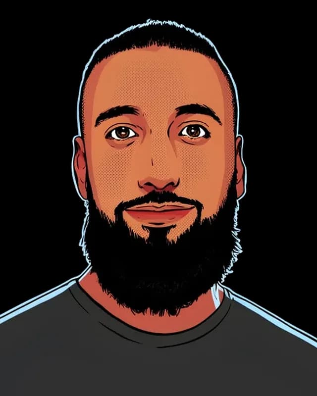 Cartoon portrait of Hunain Arfan