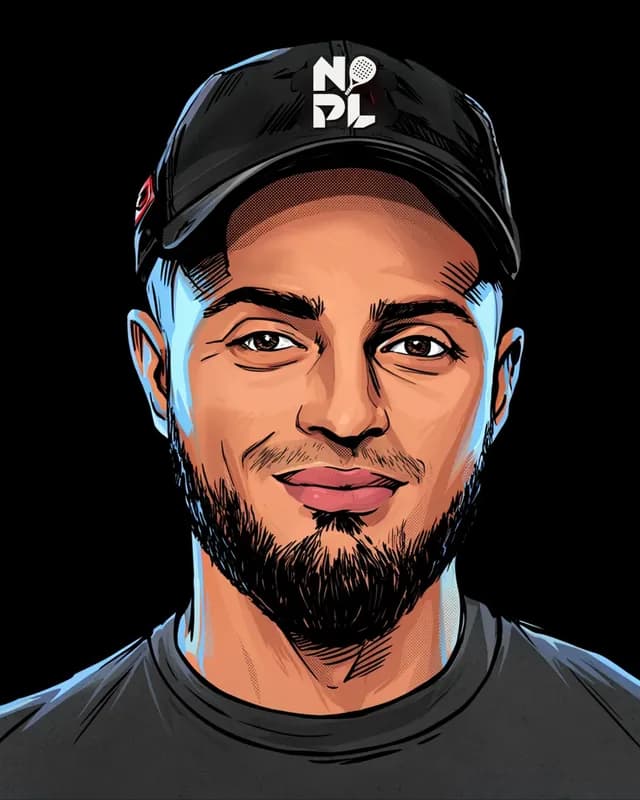 Cartoon portrait of Mohmed Patel